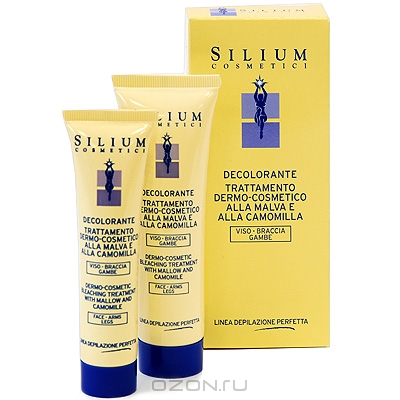 Набор "Silium" для обесцвечивания нежелательных волос на лице, руках и ногах, с мальвой и ромашкой